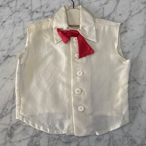 Vintage El Senor Top Sleeveless Red Bow Sz 6/7 Unisex